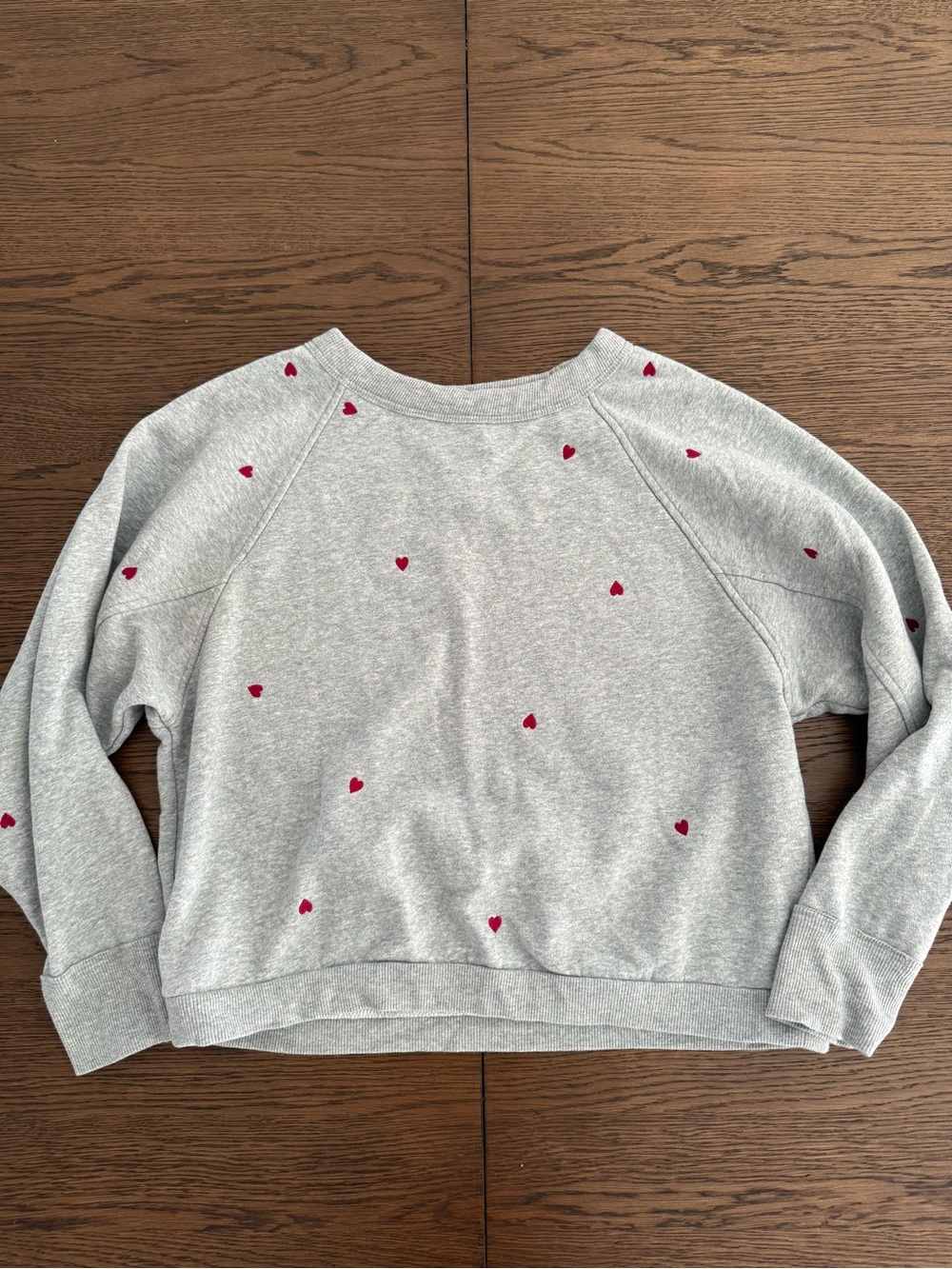 Universal Thread Gray Crewneck Sweatshirt with Red Heart Motif